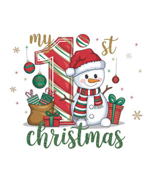 My First Christmas- Waving snowman with gifts