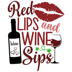 Red Lips and Wine Sips T-shirt Transfer Design