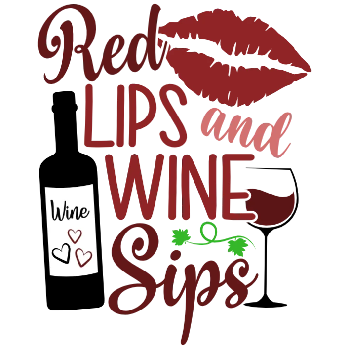 Red Lips and Wine Sips T-shirt Transfer Design