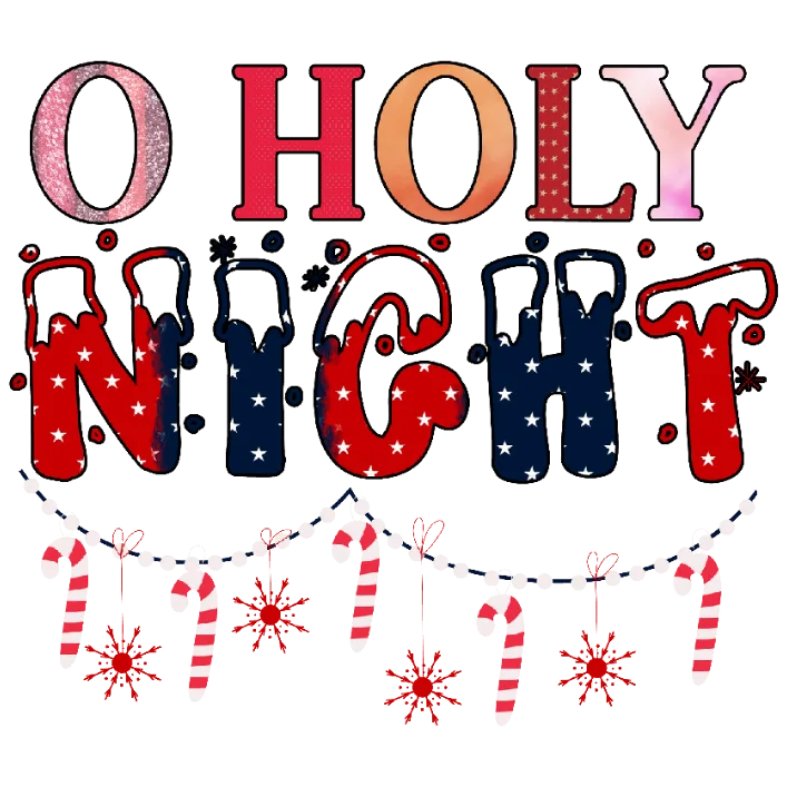 Oh Holy Night Christmas Holiday Graphic Design