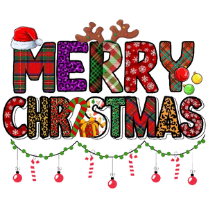 Merry Christmas Plaid Pattern T-Shirt Graphic