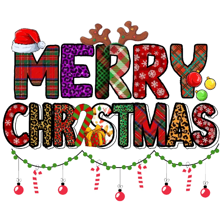 Merry Christmas Plaid Pattern T-Shirt Graphic