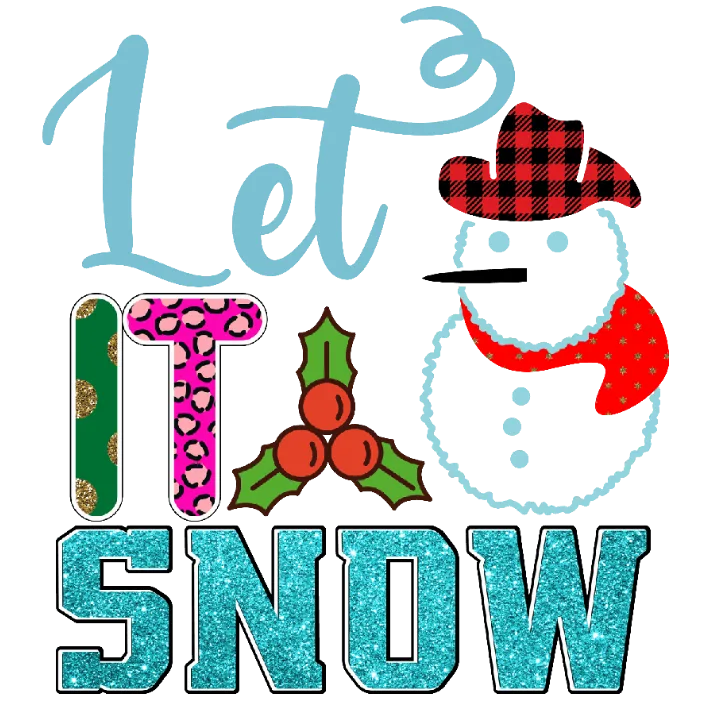 Let it Snow Christmas Plaid Snowman Holiday Season Graphic