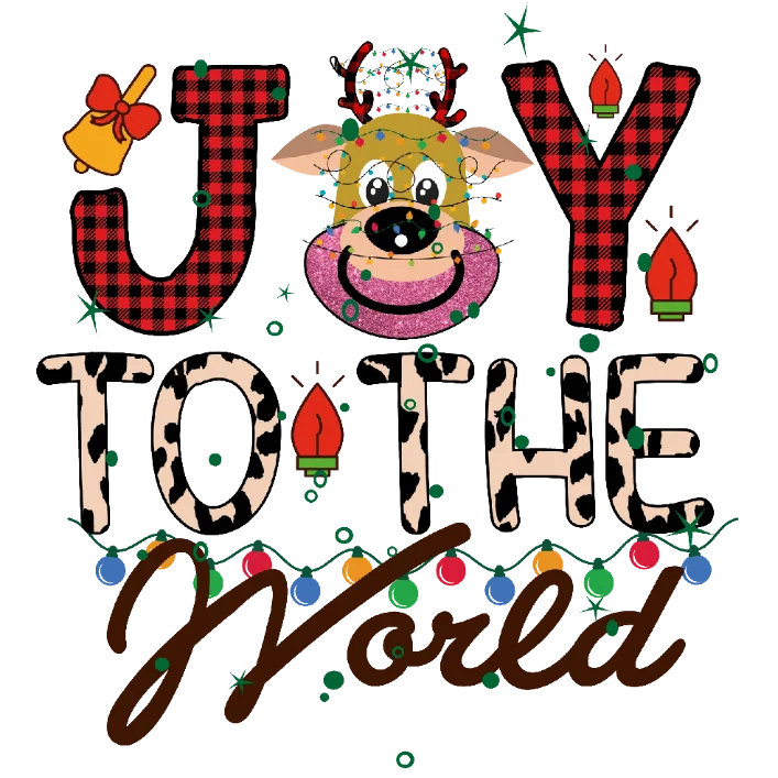 Joy to the World Cow Christmas Design
