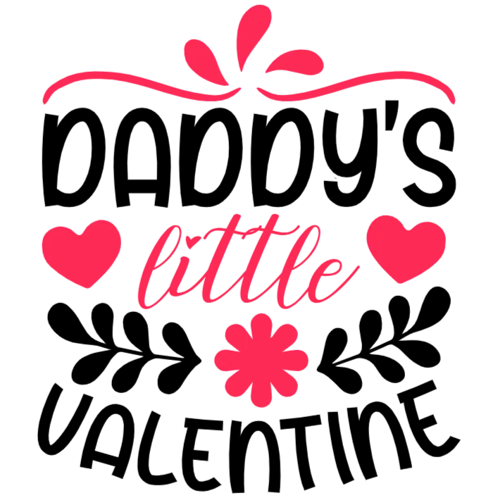 Daddy's Little Valentine - White T-shirt with Black and Pink Text