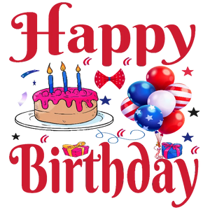 Happy Birthday Celebration with Cake and Balloons