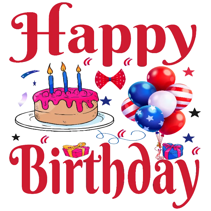 Happy Birthday Celebration with Cake and Balloons