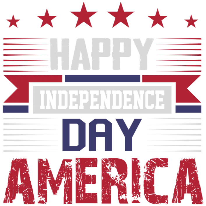 Happy Independence Day in America, Red White and Blue Stars and Banner Celebration Patriotic Graphic for T-Shirts