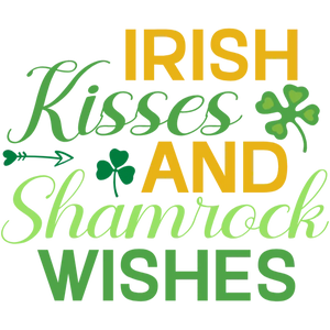 Irish Kisses and Shamrock Wishes St Patrick's Day DTF Transfer Design