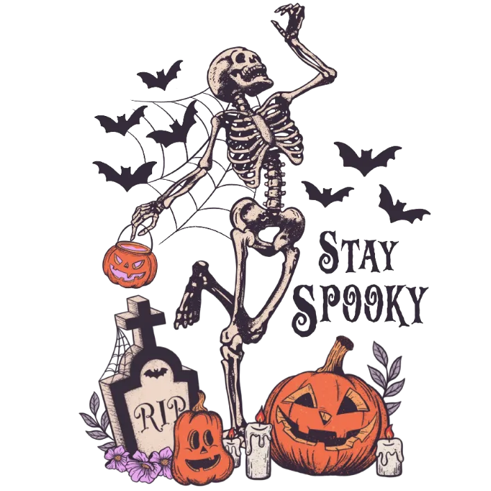 Spooky Halloween Skeleton DTF Transfer - Stay Spooky