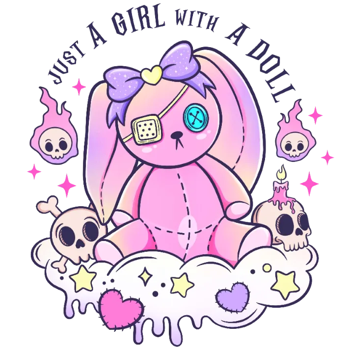 Girly Goth Stuffed Animal Rabbit