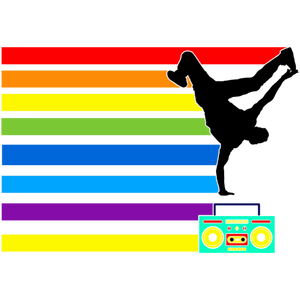 Breakdancing Rainbow Boombox Graphic