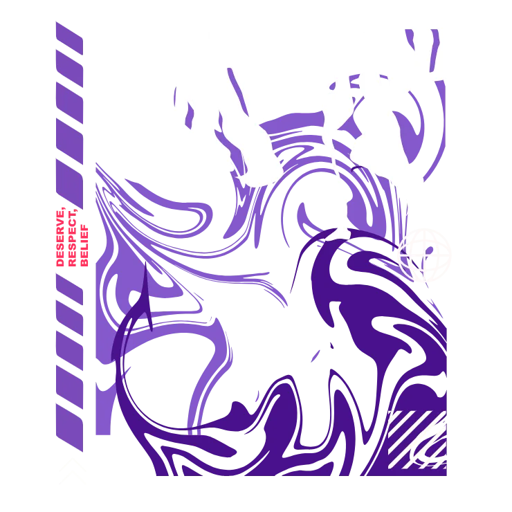 Purple Swirl Art with Quote - Deserve Respect and Belief