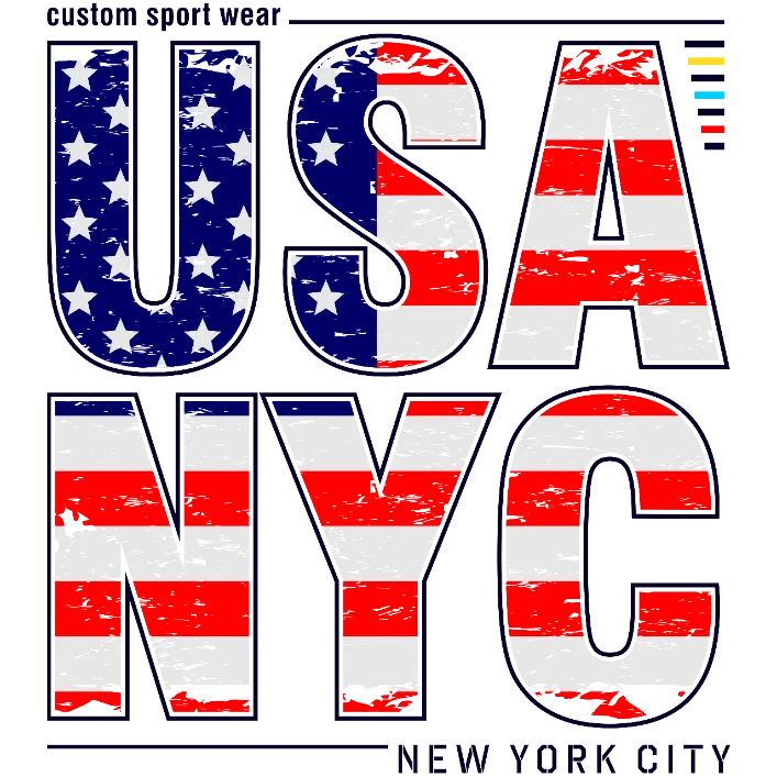 USA NYC New York City Graphic T-Shirt Design - American Flag Style Typography for Custom Apparel, Clothing and Accessories
