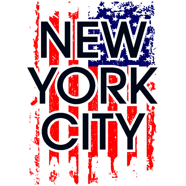 New York City Starry American Flag Distressed Design for Apparel