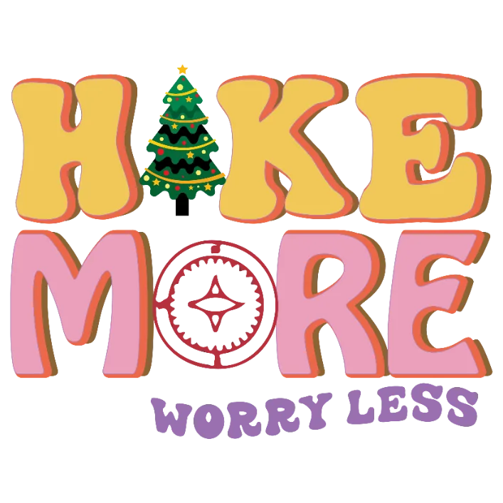 Hike More Worry Less Christmas Tree Holiday Graphic