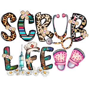 Scrub Life Leopard Print Band-Aids and Crocs