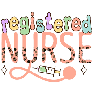 Registered Nurse Leopard Pattern Syringe Stethoscope Sticker DTF Transfer PNG File for DIY Projects