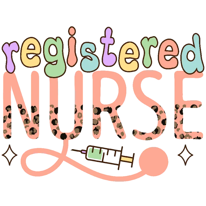 Registered Nurse Leopard Pattern Syringe Stethoscope Sticker DTF Transfer PNG File for DIY Projects