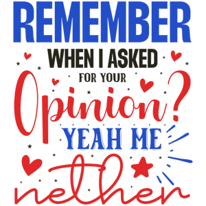 Remember When I Asked For Your Opinion Yeah Me Then