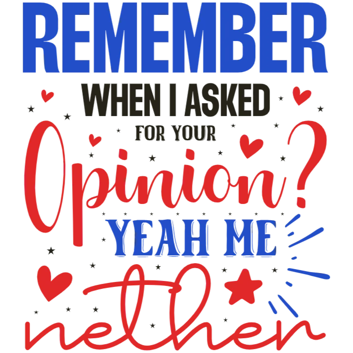 Remember When I Asked For Your Opinion Yeah Me Then