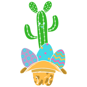 Cactus and Easter Eggs in a Pot