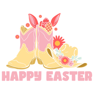 Happy Easter Cowboy Boots and Hat