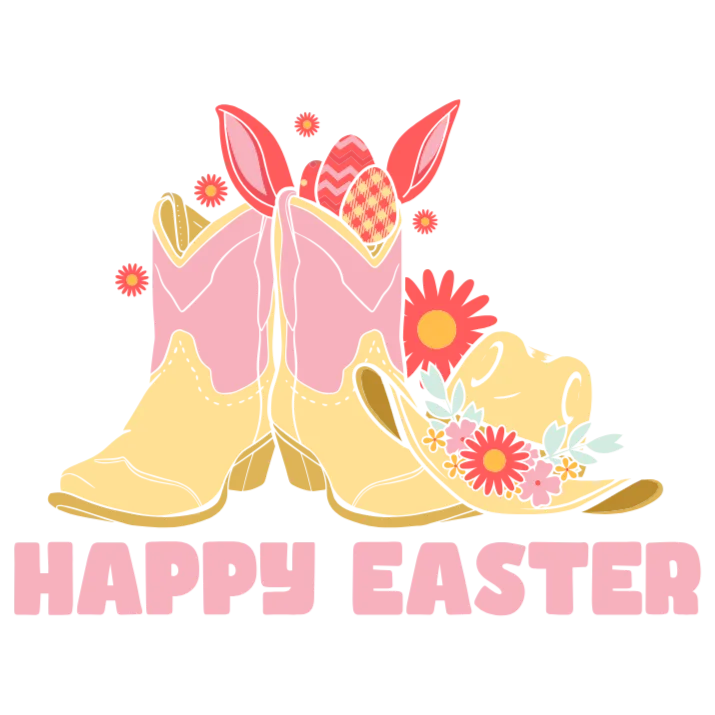Happy Easter Cowboy Boots and Hat