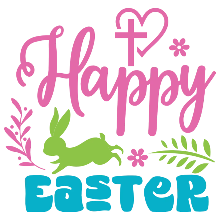 Happy Easter Bunny and Cross Graphic Design