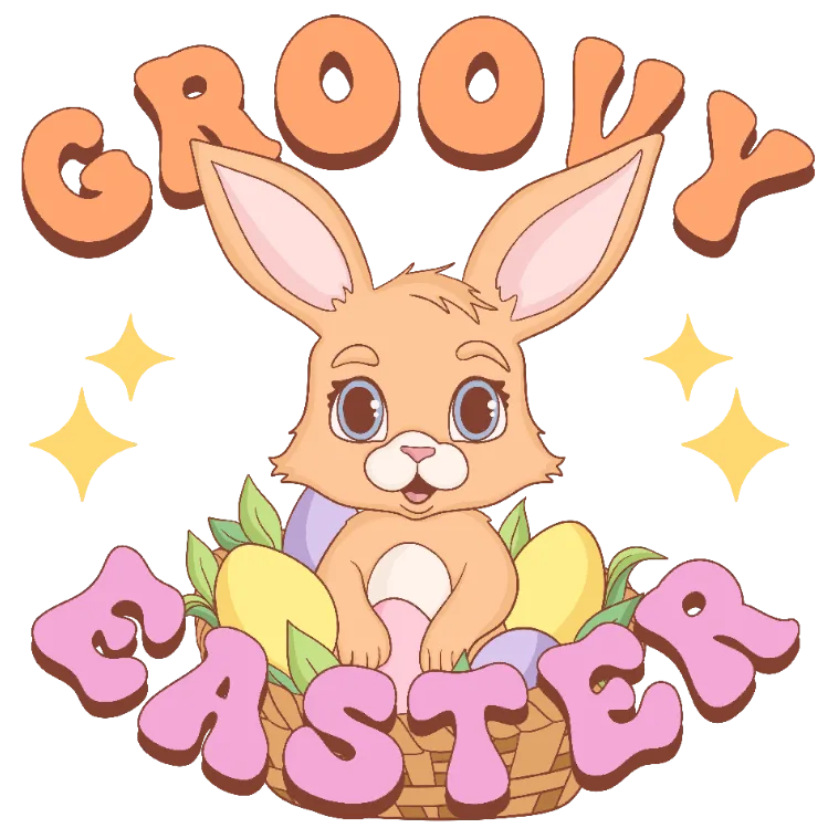 Groovy Easter Bunny Graphic
