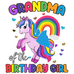 Grandma of the Birthday Girl Unicorn Rainbow T-Shirt