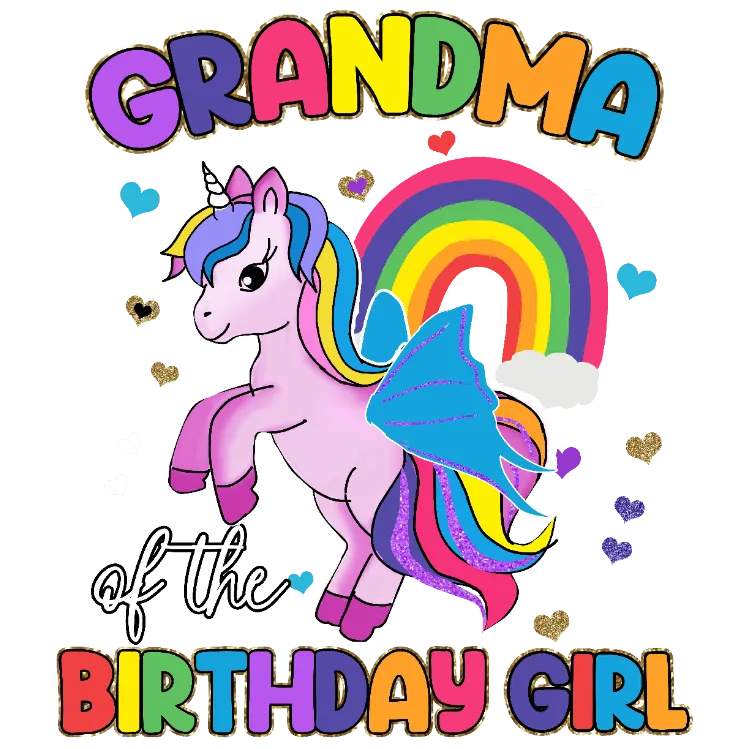 Grandma of the Birthday Girl Unicorn Rainbow T-Shirt