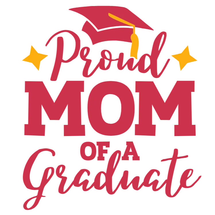 Proud Mom of a Graduate - Mom T-shirt Design (Red and Gold)