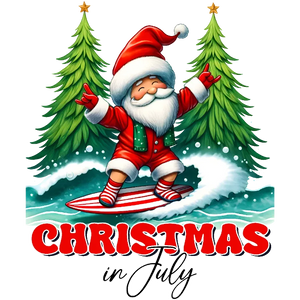 Surfing Santa Christmas in July T-Shirt