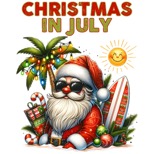 Surfing Santa Christmas in July Beach Vacation T-Shirt