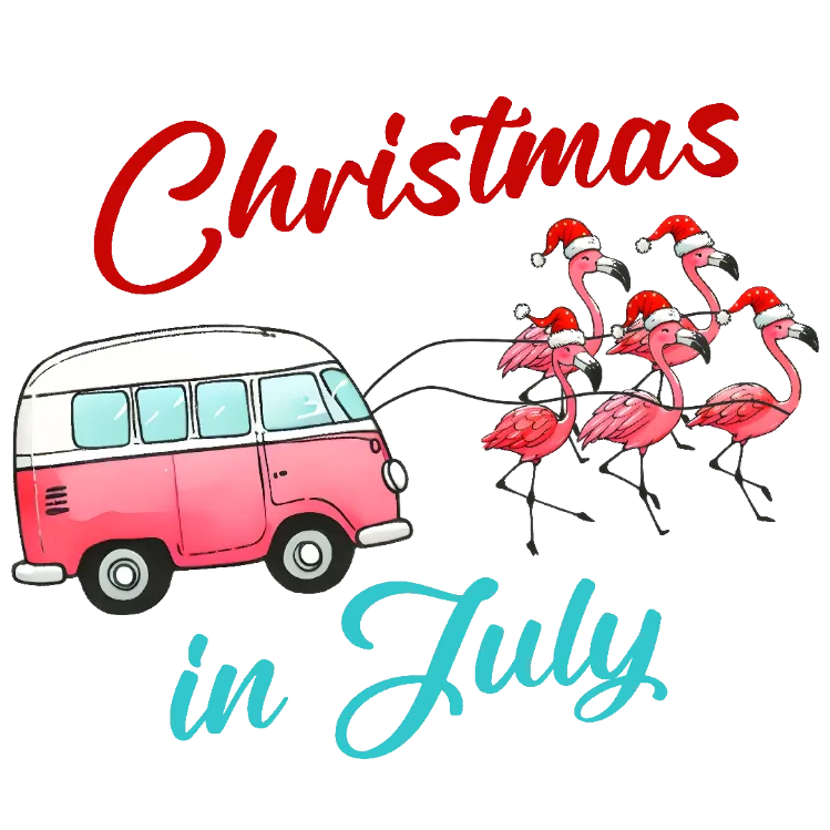 Christmas in July Flamingo Vacation T-Shirt
