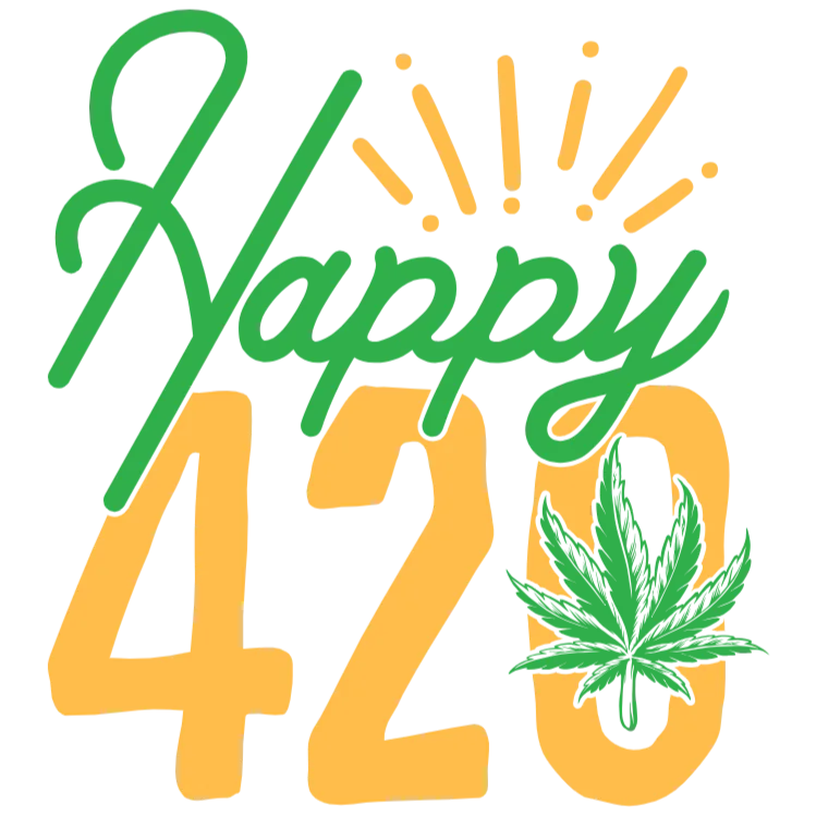 Happy 420 Weed Leaf Marijuana Pot Smoker Party Celebration Stencil Decal Transfer Graphic Design DTF PNG