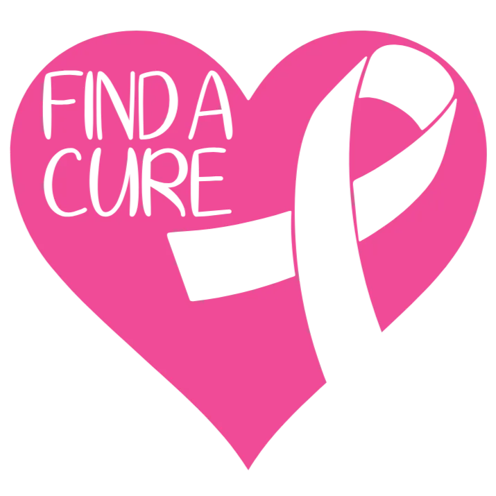 Find a Cure Heart with Breast Cancer Awareness Ribbon
