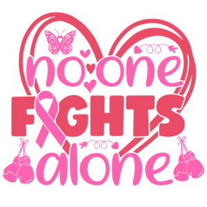 No One Fights Alone Breast Cancer Awareness Ribbon Heart Shirt
