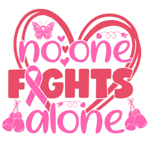 No One Fights Alone Breast Cancer Awareness Ribbon Heart Shirt