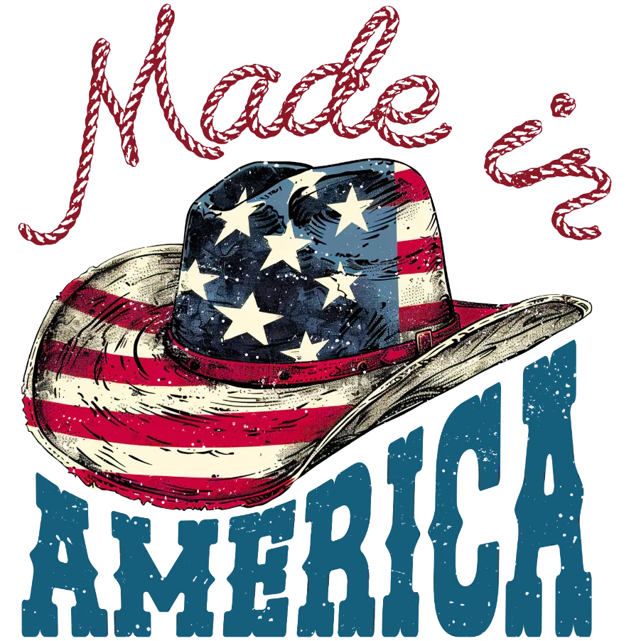 Made in America Cowboy Hat with American Flag Design