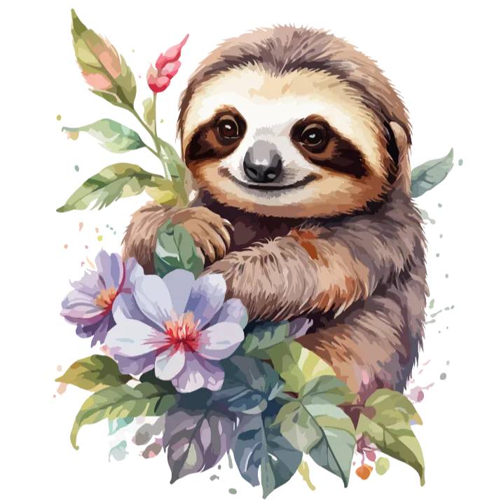 Slothful Blooms: A Delightful Floral Embrace