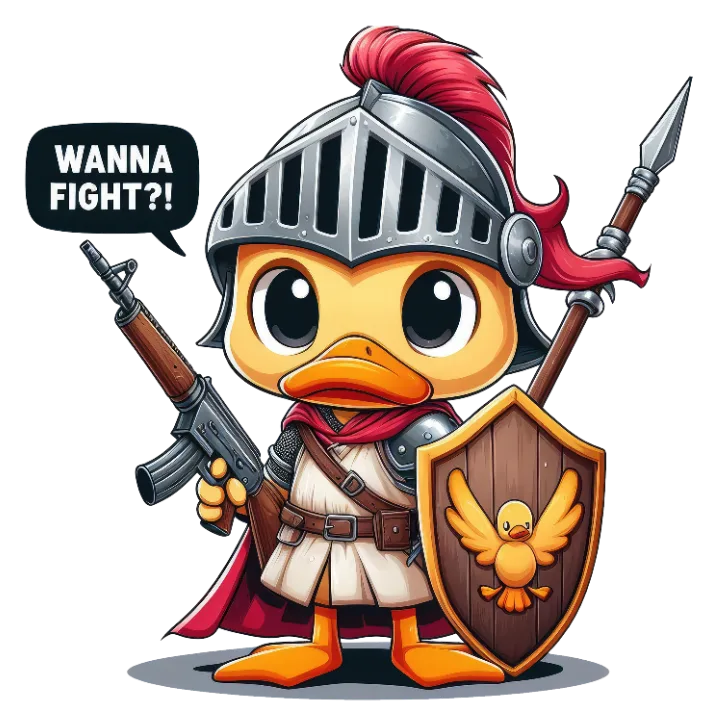 Wanna Fight? (Duck in Armor) DTF Transfer