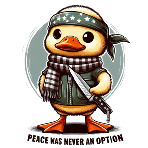Peaceful Duck with Knife