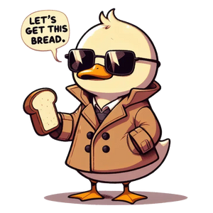 Duck in Sunglasses Holding Bread