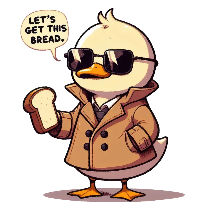 Duck in Sunglasses Holding Bread