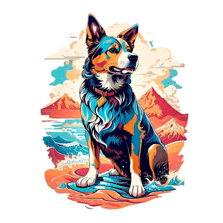 Dog on Surfboard