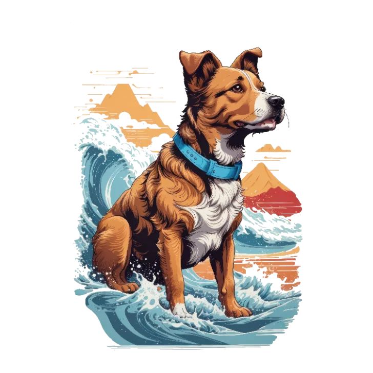 Dog Riding a Wave