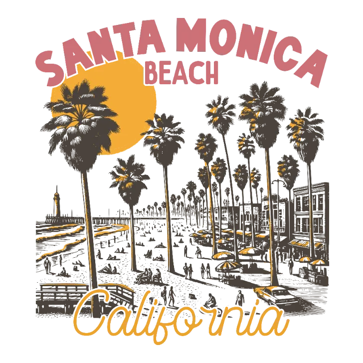 Santa Monica Beach California T Shirt Graphic