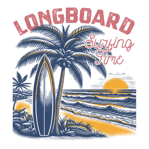 Longboard Surfing Beach Scene